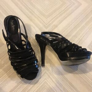 Charles David Black Platform Adjustable Sandals